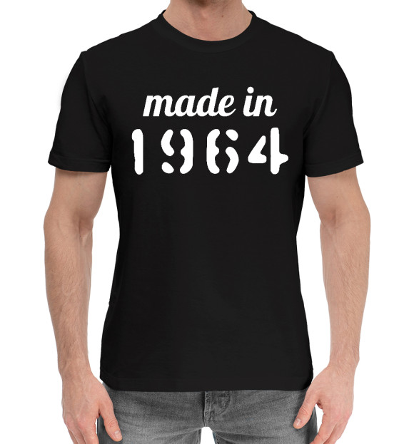 Мужская хлопковая футболка с изображением Made in 1964 цвета Черный