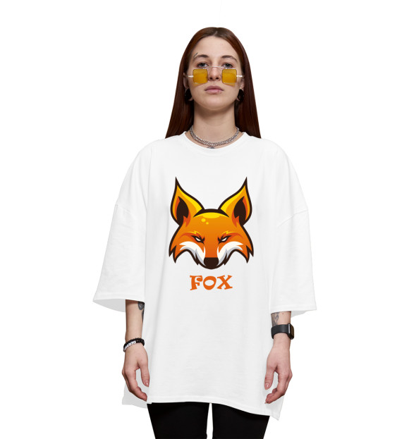 Женская футболка оверсайз с изображением Fox цвета Белый