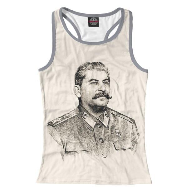 Женская майка-борцовка с изображением Сталин цвета Белый