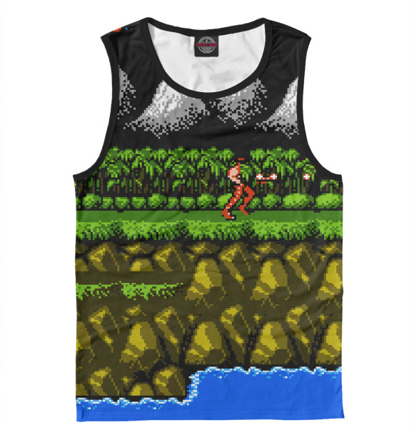 Мужская майка с изображением Contra 8 bit цвета Белый