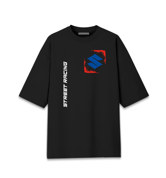 Мужская футболка оверсайз с изображением Сузуки - Racing цвета Черный