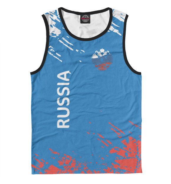 Майка для мальчика с изображением Флаг и герб России цвета Белый