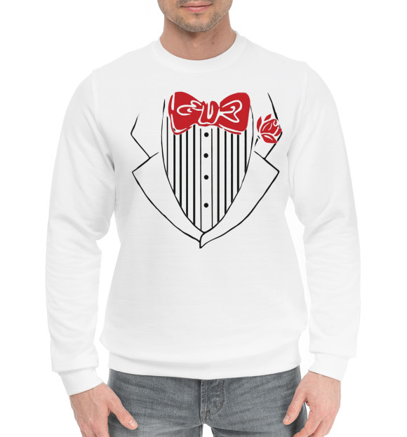 Мужской хлопковый свитшот с изображением Костюм цвета Белый