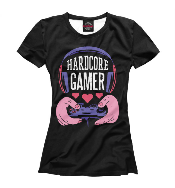 Футболка для девочек с изображением Hardcore gamer цвета Белый