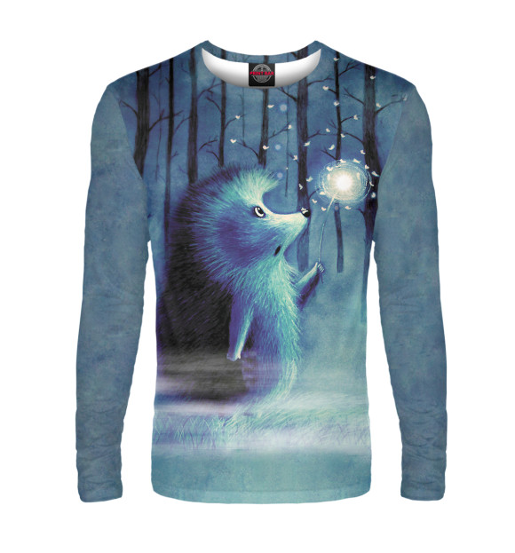 Мужской лонгслив с изображением Ёжики цвета Белый