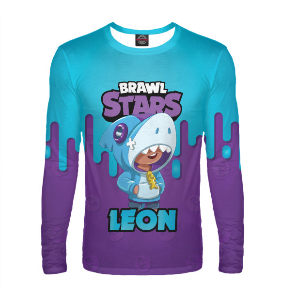 Мужской лонгслив с притом Brawl Stars цвета Белый Мужской лонгслив с изображением Brawl Stars цвета Белый