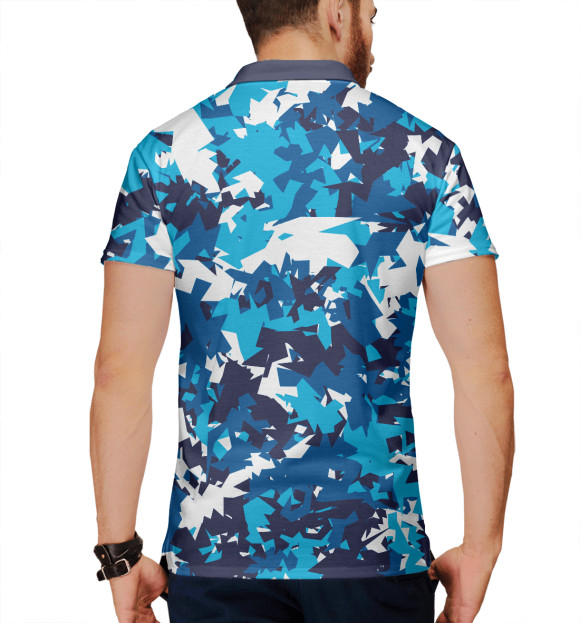 Мужское поло с изображением Сине-Бело-Голубой камуфляж цвета Белый