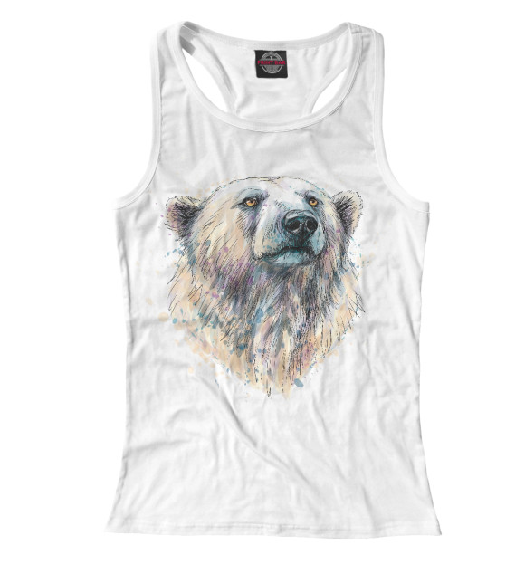 Женская майка-борцовка с изображением Медведь цвета Белый