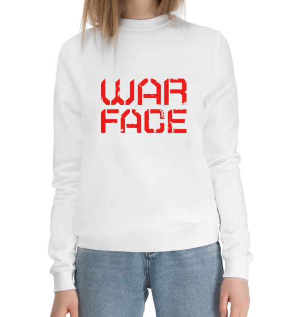 Женский хлопковый свитшот с изображением WarFace цвета Белый