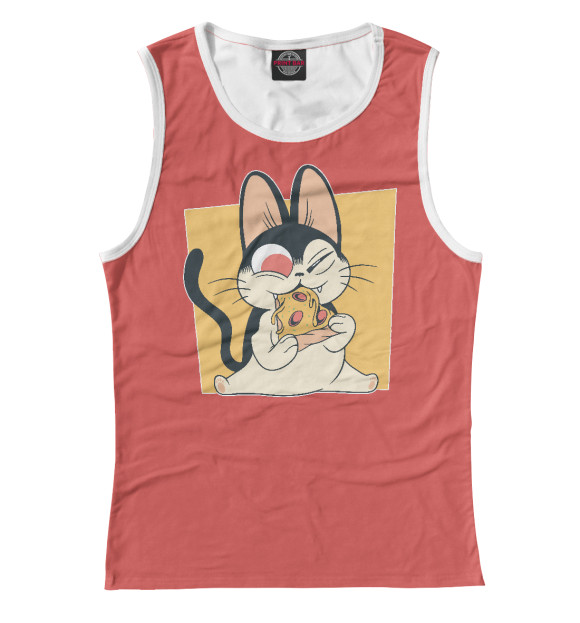 Майка для девочки с изображением Пицца кот цвета Белый