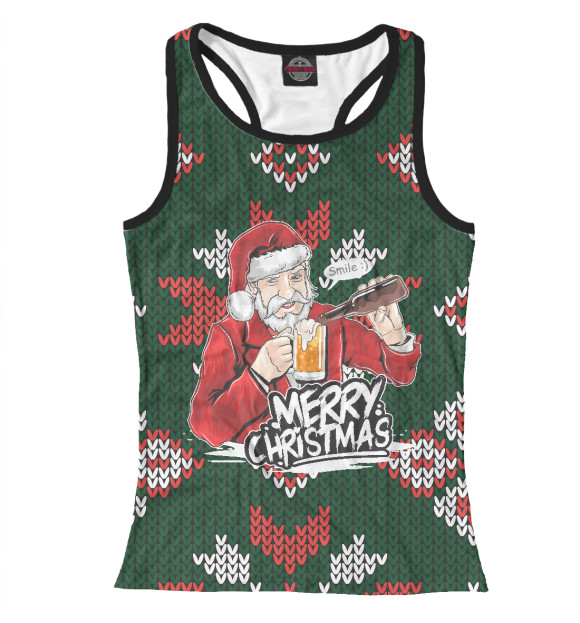 Женская майка-борцовка с изображением Merry Christmas цвета Белый