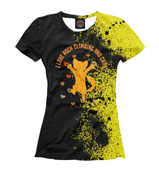 Женская футболка I Love Rock Climbing Cat