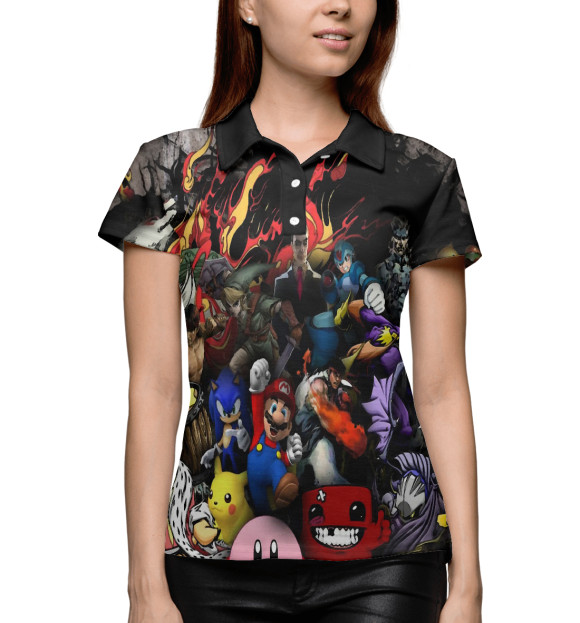 Женское поло с изображением Игры | Game цвета Белый