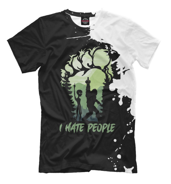 Футболка для мальчиков с притом I Hate People Bigfoot Sasqu цвета Белый Футболка для мальчиков с изображением I Hate People Bigfoot Sasqu цвета Белый