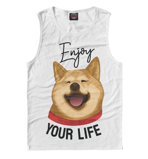 Мужская майка с изображением Enjoy your life цвета Белый