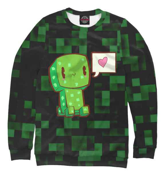 Женский свитшот с изображением Minecraft Creeper цвета Белый