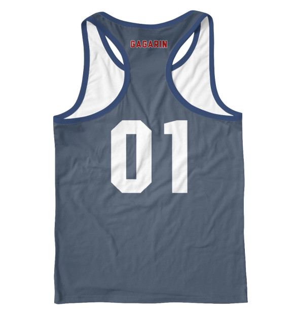 Мужская майка-борцовка с изображением 60 лет полету Юрия Гагарина цвета Белый