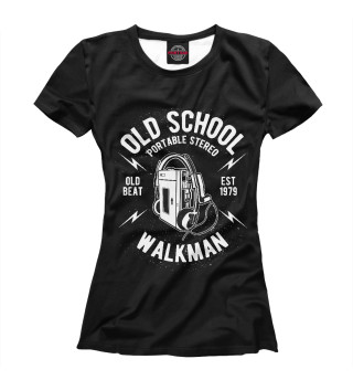 Женская футболка Old school walkman