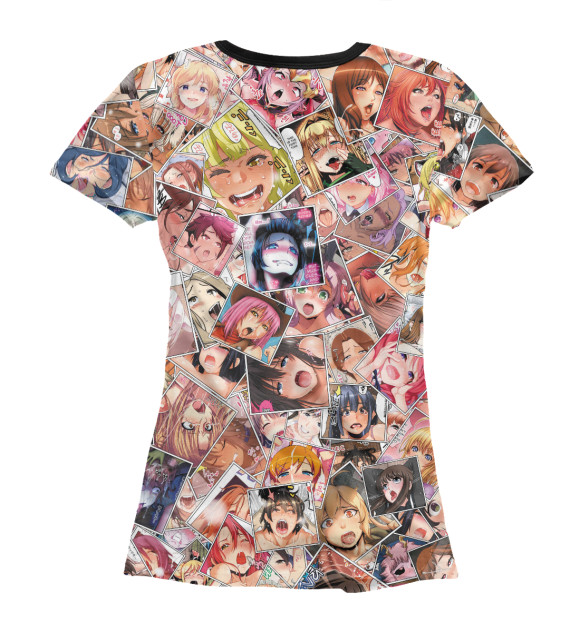 Футболка для девочек с изображением Ahegao color цвета Белый