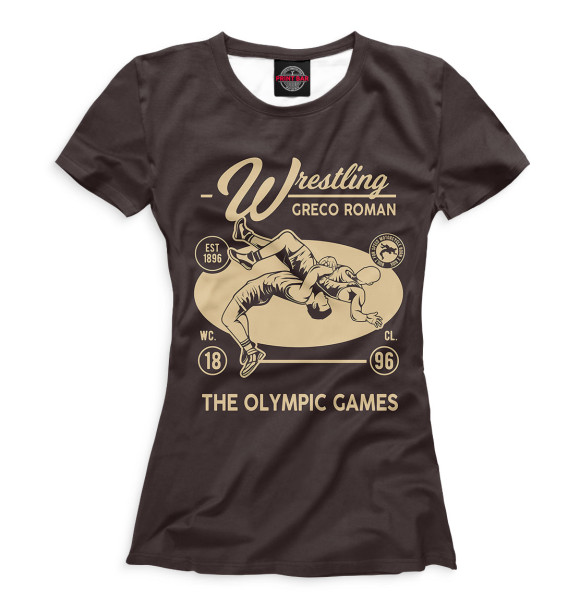 Женская футболка с изображением Греко римская борьба цвета Белый