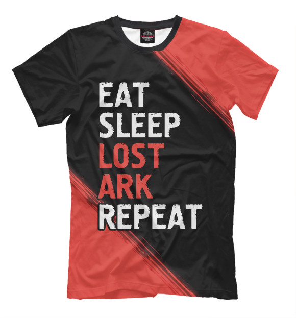 Мужская футболка с изображением Eat Sleep Lost Ark Repeat цвета Белый