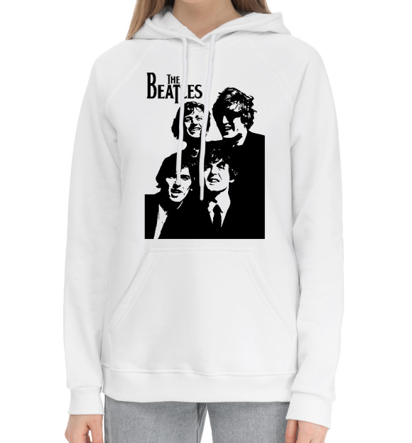 Женский хлопковый худи с изображением The Beatles цвета Белый