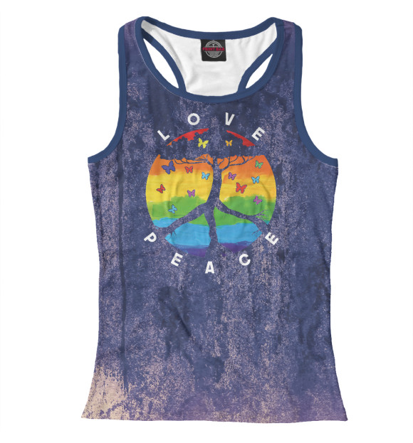 Женская майка-борцовка с изображением Pride Month Peace Love цвета Белый
