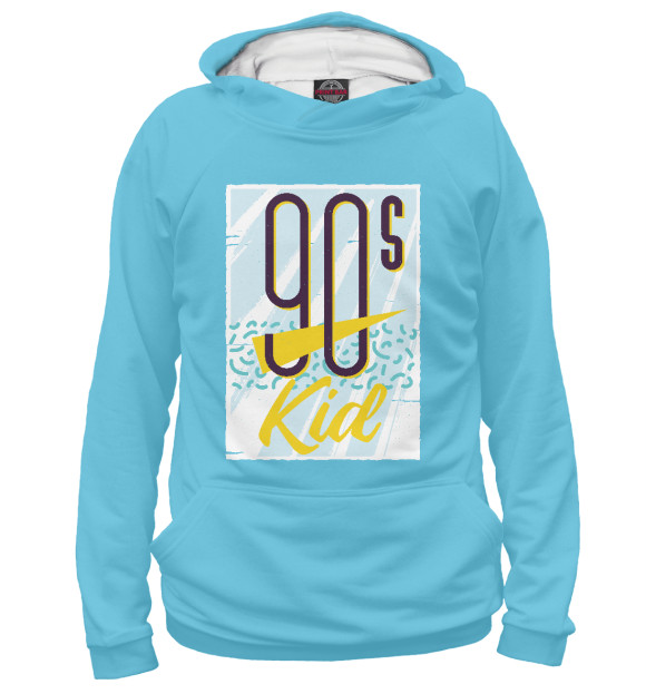 Мужское худи с изображением 90s Kid цвета Белый