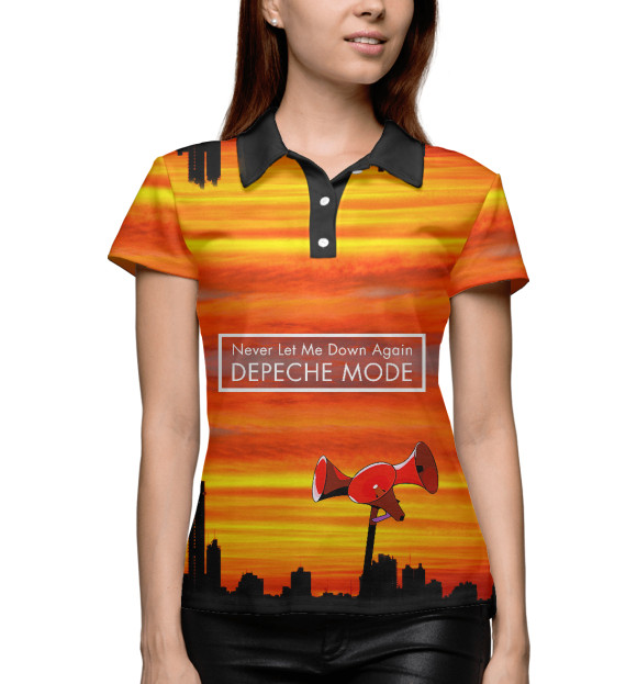 Женское поло с изображением Never let me down again цвета Белый