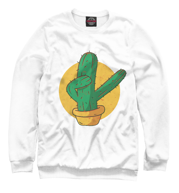 Свитшот для мальчиков с изображением Dabbing cactus цвета Белый