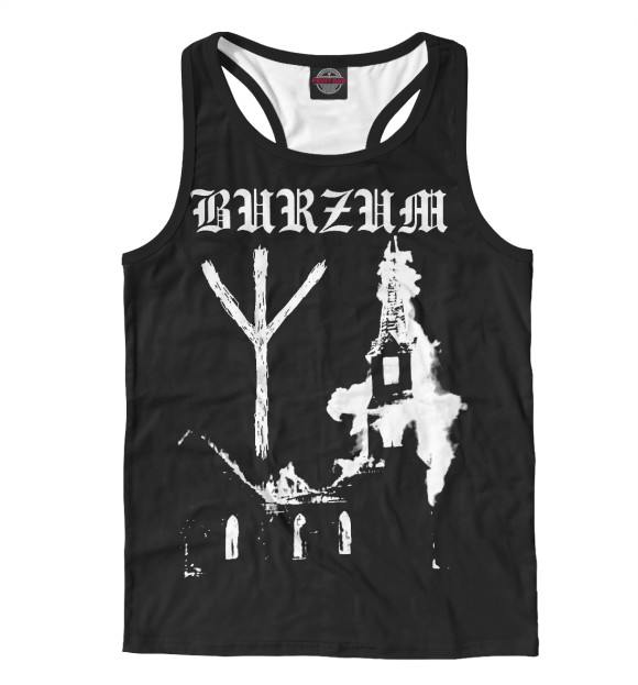Мужская майка-борцовка с изображением Burzum с лого цвета Белый