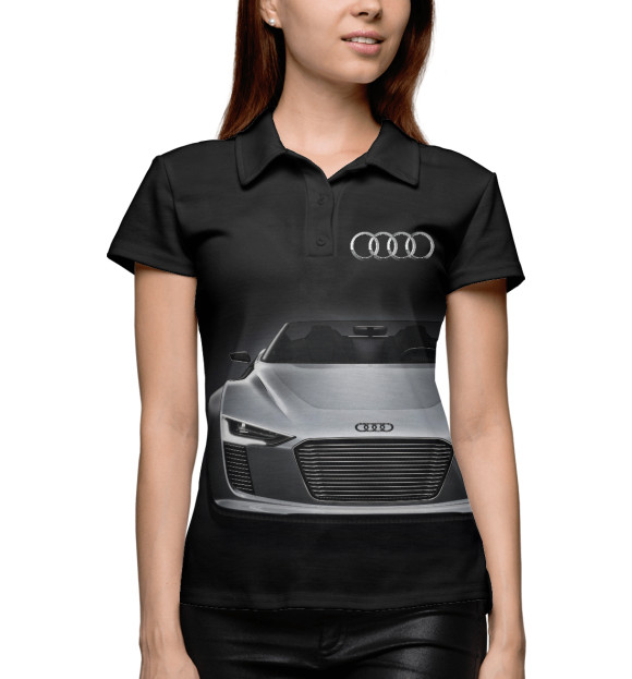 Женское поло с изображением Audi Motorsport цвета Белый