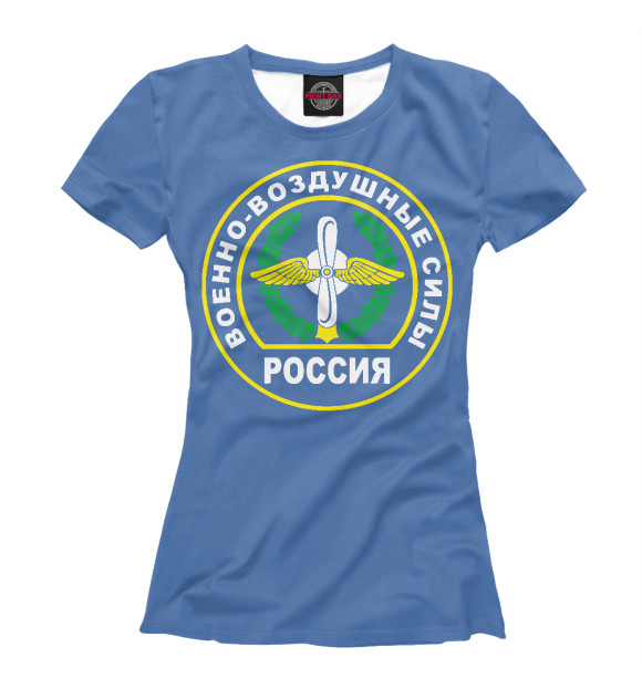 Футболка для девочек с изображением ВОЕННО-ВОЗДУШНЫЕ СИЛЫ (синий фон) цвета Белый