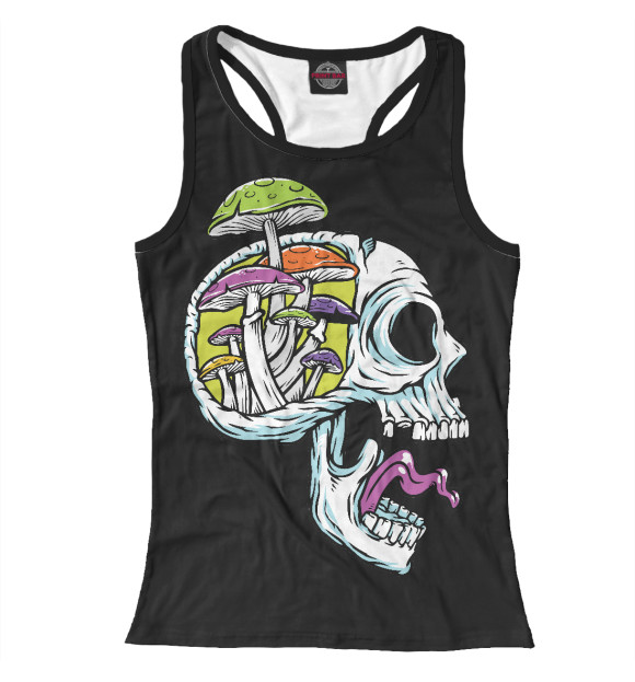 Женская майка-борцовка с изображением Черепной грибок цвета Белый