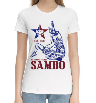 Хлопковая футболка для девочек Sambo
