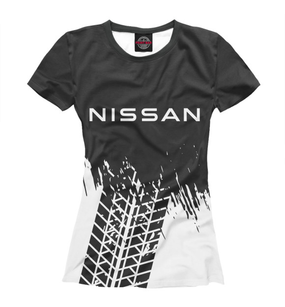 Футболка для девочек с изображением Nissan / Ниссан цвета Белый