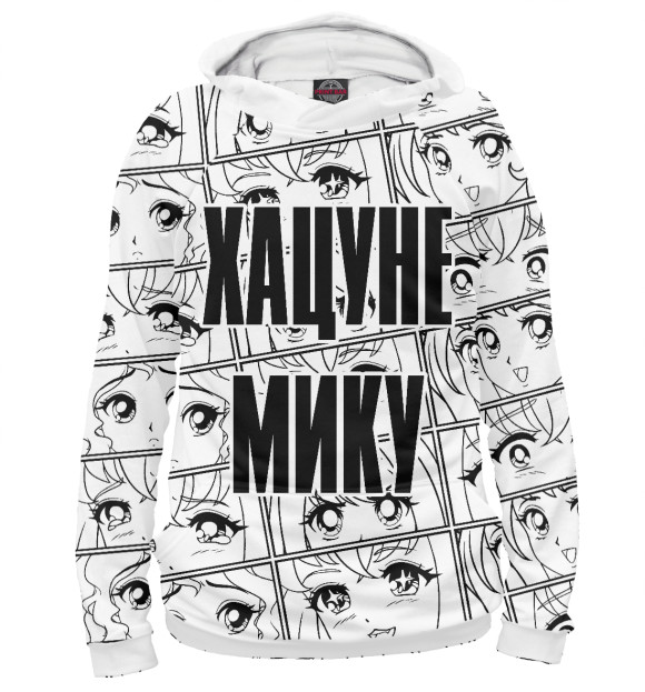 Женское худи с изображением Хацуне Мику цвета Белый