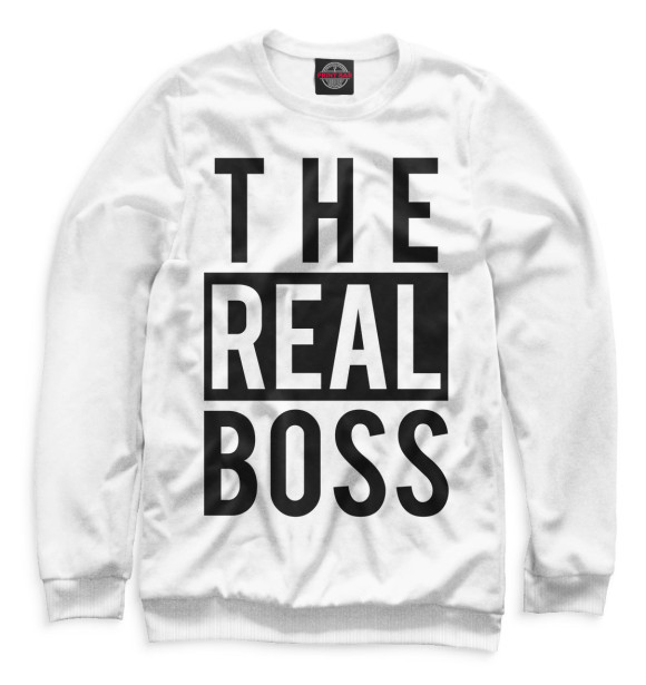 Свитшот для девочек с изображением The real boss цвета Белый
