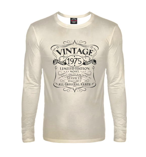 Мужской лонгслив с изображением Vintage 1975 цвета Белый