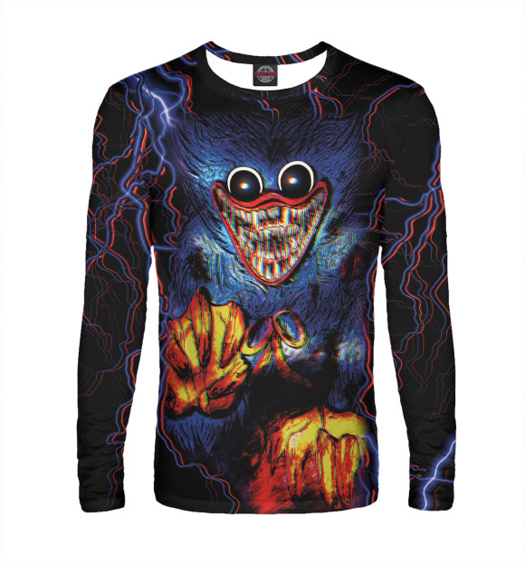 Мужской лонгслив с изображением Хагги Вагги молния цвета Белый