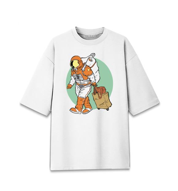 Женская футболка оверсайз с изображением Космическое путешествие цвета Белый