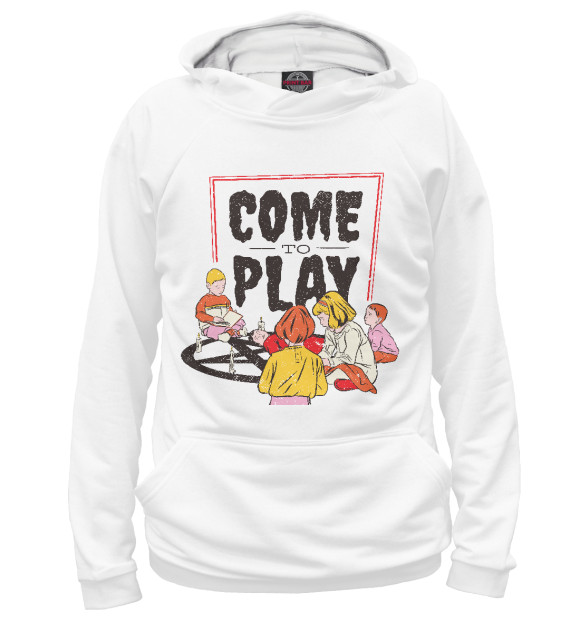 Женское худи с изображением Come to play цвета Белый