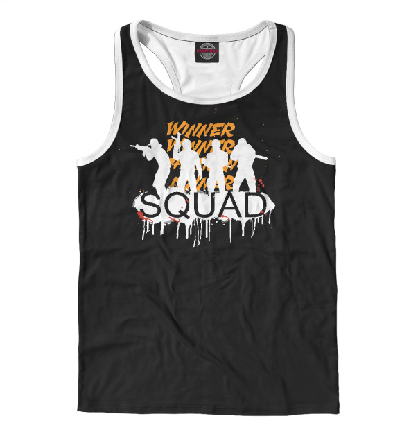 Мужская майка-борцовка с изображением Squad Winner Black цвета Белый