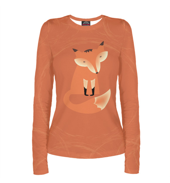 Женский лонгслив с притом Путь лисы цвета Белый Женский лонгслив с изображением Путь лисы цвета Белый