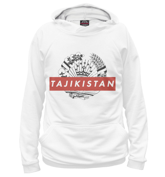 Мужское худи с изображением Tajikistan цвета Белый