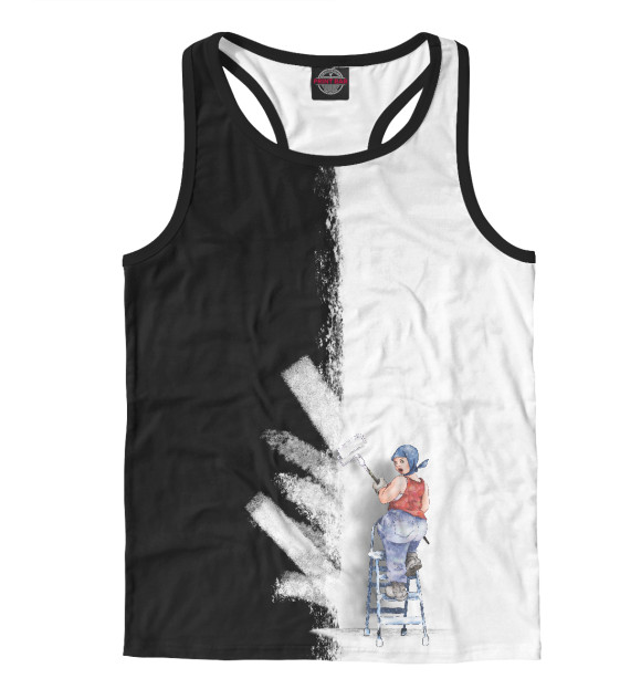 Мужская майка-борцовка с изображением Чёрное-белое цвета Белый