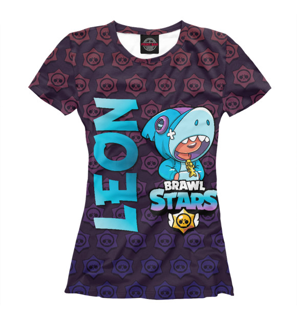 Футболка для девочек с изображением Leon Shark цвета Белый