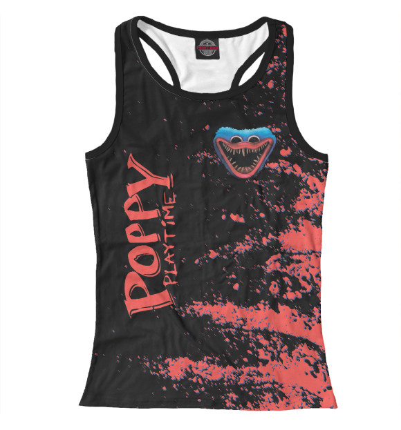 Женская майка-борцовка с притом Poppy Playtime цвета Белый Женская майка-борцовка с изображением Poppy Playtime цвета Белый