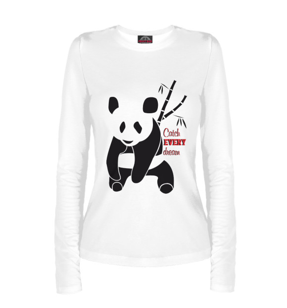 Женский лонгслив с изображением Панда и сон цвета Белый