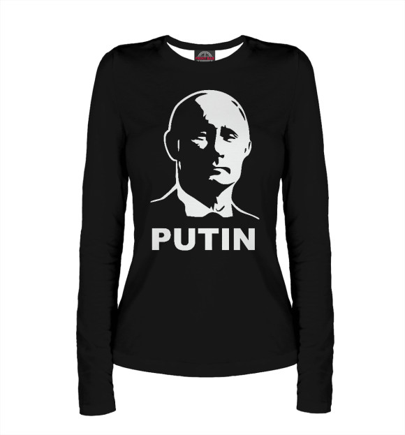 Женский лонгслив с изображением Putin цвета Белый